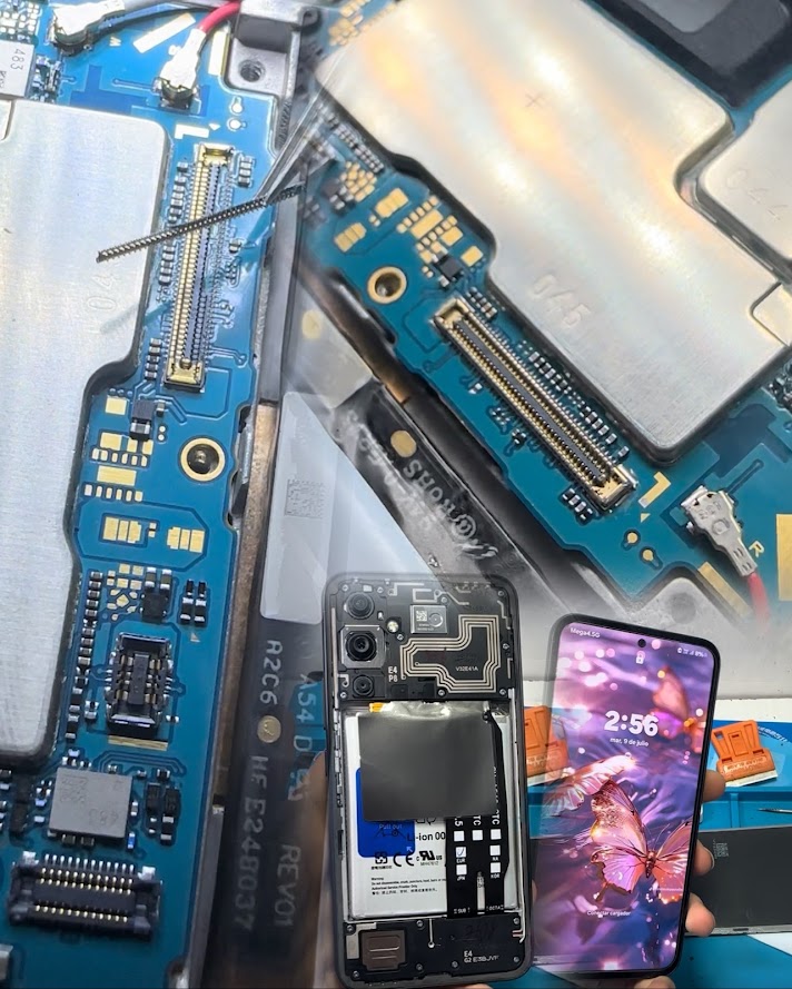 Trabajo especializado sobre la placa de un celular realizado por GabCell